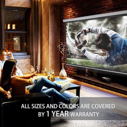  Homevibes 100 inch 16:9 Projector Screen Electric Motorized Portable Movie Screen Video Projection Screen for Home Theater Outdoor, 3D HD Matte White Remote Control Wall Ceiling Mo