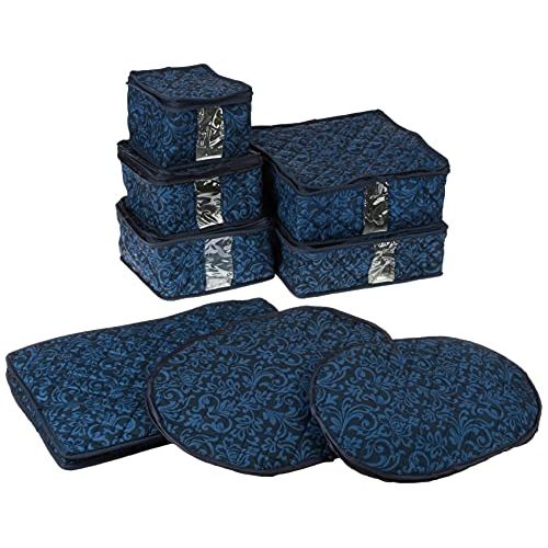  Homewear 8 Piece Hudson Damask China Storage Container Set, Navy