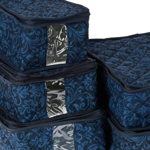  Homewear 8 Piece Hudson Damask China Storage Container Set, Navy