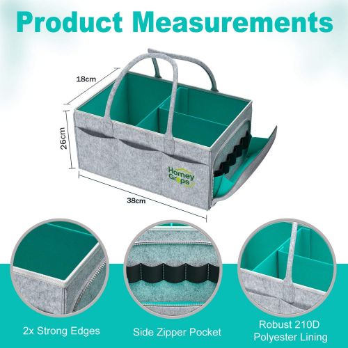  [아마존베스트]Homey Grips Baby Diaper Caddy - Infant Portable Organizer - Washable Nursery Storage Basket and Car Travel Bag Tote - Best Baby Shower