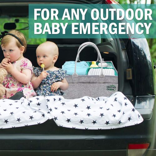 [아마존베스트]Homey Grips Baby Diaper Caddy - Infant Portable Organizer - Washable Nursery Storage Basket and Car Travel Bag Tote - Best Baby Shower