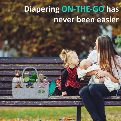  [아마존베스트]Homey Grips Baby Diaper Caddy - Infant Portable Organizer - Washable Nursery Storage Basket and Car Travel Bag Tote - Best Baby Shower