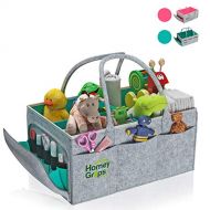 Homey Grips - Baby Diaper Caddy - Infant Portable Organizer - Washable Felt Nursery Storage Basket Stacker and Car Travel Bag Tote - Best Baby Shower