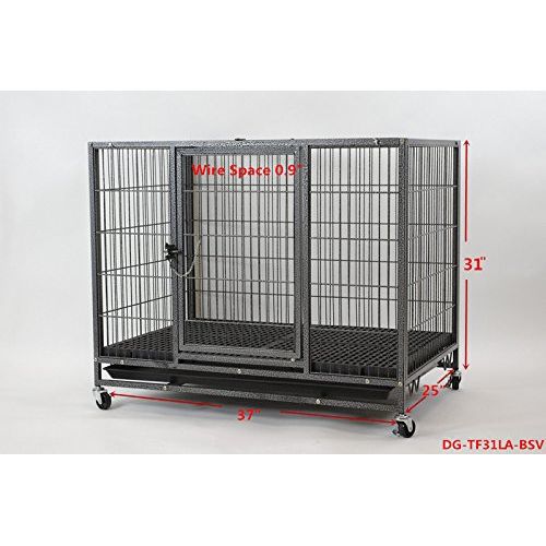  Homey Pet 37 Open Top Heavy Duty Dog Pet Cage Kennel w/Tray, Floor Grid, and Casters