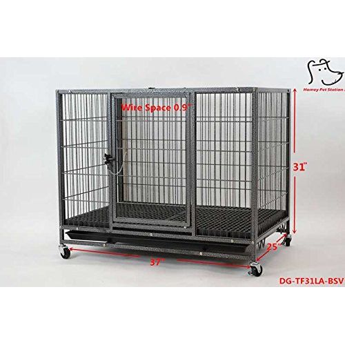  Homey Pet 37 Open Top Heavy Duty Dog Pet Cage Kennel w/Tray, Floor Grid, and Casters