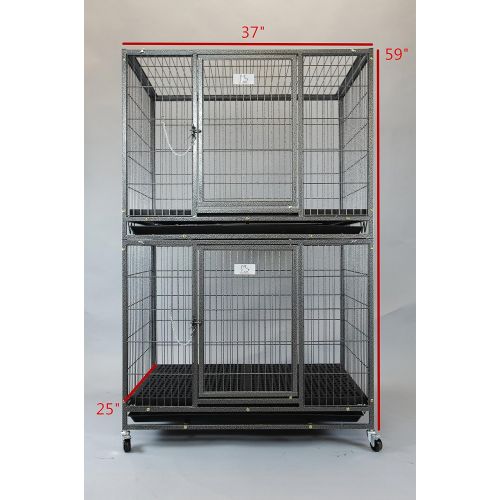  Homey Pet 37 Open Top Heavy Duty Dog Pet Cage Kennel w/Tray, Floor Grid, and Casters