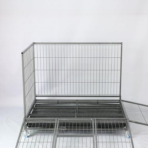  Homey Pet 37 Open Top Heavy Duty Dog Pet Cage Kennel w/Tray, Floor Grid, and Casters