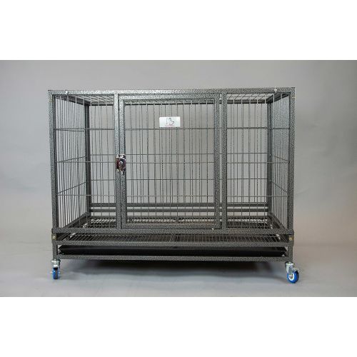  Homey Pet 37 Open Top Heavy Duty Dog Pet Cage Kennel w/Tray, Floor Grid, and Casters