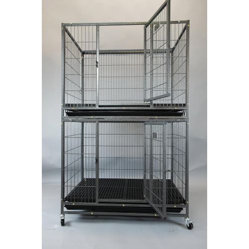  Homey Pet 37 Open Top Heavy Duty Dog Pet Cage Kennel w/Tray, Floor Grid, and Casters