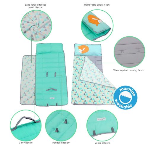  [아마존 핫딜] Homezy Nap Mats for Preschool Kinder Daycare  Toddler Kids Portable Sleeping Mat with Blanket + Pillow  Perfect for Boys or Girls (Sleepy Fox)