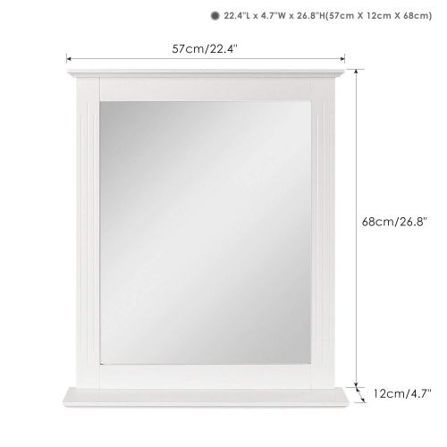  Homfa HOMFA Bathroom Wall Mirror Vanity Mirror Makeup Mirror Framed Mirror with Shelf for Home Multipurpose White