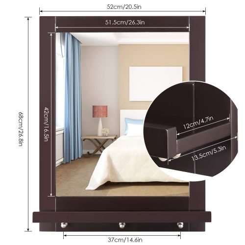  Homfa HOMFA Bathroom Wall Mirror Vanity Mirror Makeup Mirror Framed Mirror with Shelf for Home Multipurpose White