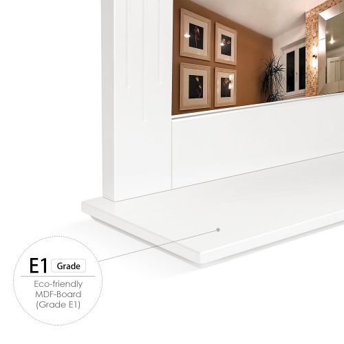  Homfa HOMFA Bathroom Wall Mirror Vanity Mirror Makeup Mirror Framed Mirror with Shelf for Home Multipurpose White