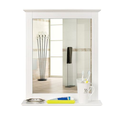  Homfa HOMFA Bathroom Wall Mirror Vanity Mirror Makeup Mirror Framed Mirror with Shelf for Home Multipurpose White