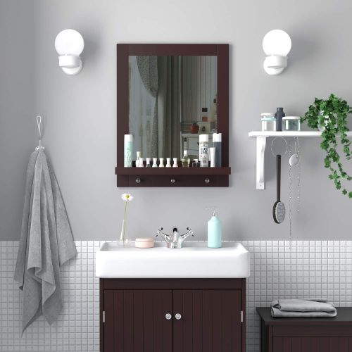  Homfa HOMFA Bathroom Wall Mirror Vanity Mirror Makeup Mirror Framed Mirror with Shelf for Home Multipurpose White