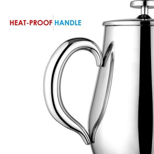  Homfa French Press 1 Liter Kaffeebereiter Teebreiter doppelwandig mit Warmhaltefunktion Kaffeekanne aus Edelstahl Franzoesische Kaffeepresse Schwarz