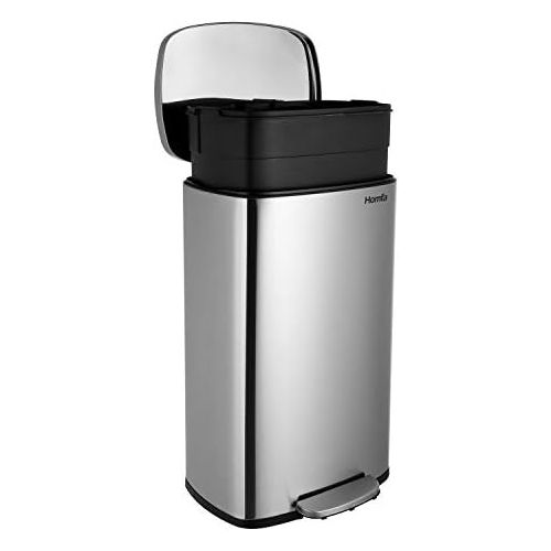  [아마존베스트]Homfa Kitchen Trash Can, 8 Gallon(30L) Fingerprint Proof Stainless Steel Garbage Can with Removable Inner Bucket and Hinged Lids, Pedal Rubbish Bin 13.6Lx9.5Wx25H inch Home Office,