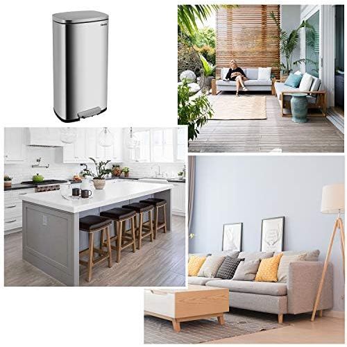  [아마존베스트]Homfa Kitchen Trash Can, 8 Gallon(30L) Fingerprint Proof Stainless Steel Garbage Can with Removable Inner Bucket and Hinged Lids, Pedal Rubbish Bin 13.6Lx9.5Wx25H inch Home Office,