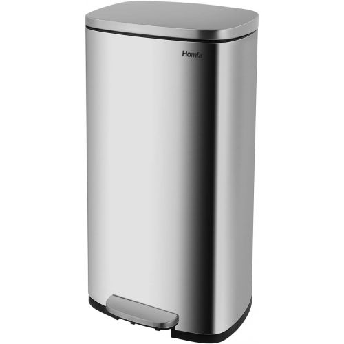  [아마존베스트]Homfa Kitchen Trash Can, 8 Gallon(30L) Fingerprint Proof Stainless Steel Garbage Can with Removable Inner Bucket and Hinged Lids, Pedal Rubbish Bin 13.6Lx9.5Wx25H inch Home Office,