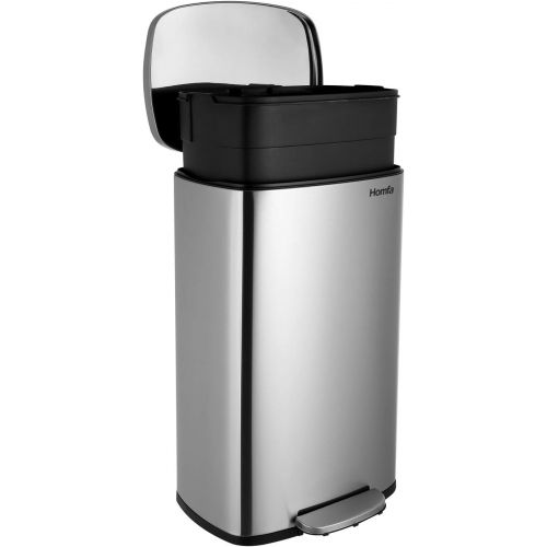  [아마존베스트]Homfa Kitchen Trash Can, 8 Gallon(30L) Fingerprint Proof Stainless Steel Garbage Can with Removable Inner Bucket and Hinged Lids, Pedal Rubbish Bin 13.6Lx9.5Wx25H inch Home Office,