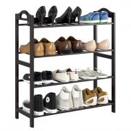 Homfa Bamboo Shoe Rack 4-Tier Entryway Shoe Shelf Storage Organizer for Home Office, Easy to Assemble, Retro Color
