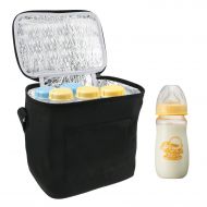 [아마존베스트]Breast Milk Baby Bottle Cooler Bag, Homga Breastmilk Insulated Cooler Tote Storage w/Air Tight Lock in The Cold & Preserve Important Nutrients (Fits up to 6 Large 8Oz. Bottles) (Bl