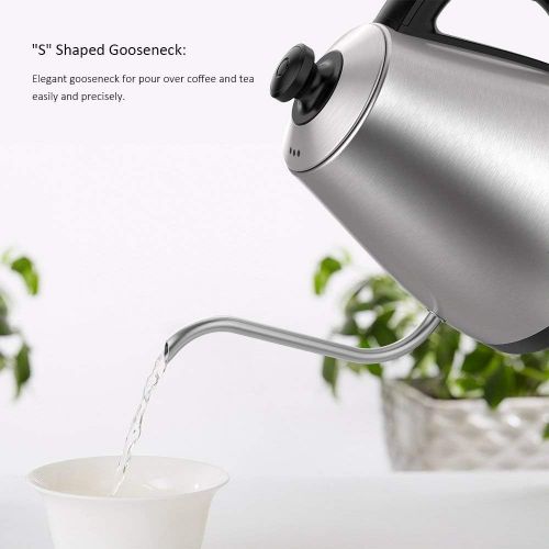  Homgeek Wasserkocher, Kaffeekessel 2200W, elektrischer Wasserkessel mit Temperatureinstellung 40-100 °C, Warmhaltefunktion, Automatischer Abschaltung, 1.2 L