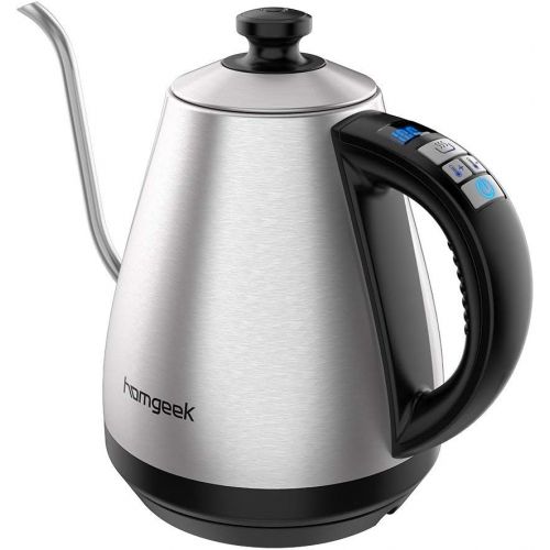  Homgeek Wasserkocher, Kaffeekessel 2200W, elektrischer Wasserkessel mit Temperatureinstellung 40-100 °C, Warmhaltefunktion, Automatischer Abschaltung, 1.2 L