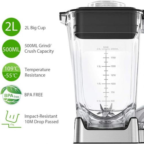  Standmixer Smoothie Maker, homgeek 2000W Smoothie Blender, Schleifer und Eis-Zerkleinerungsmaschine, 30.000 U/min, 2L Tritan-Behalter ohne BPA