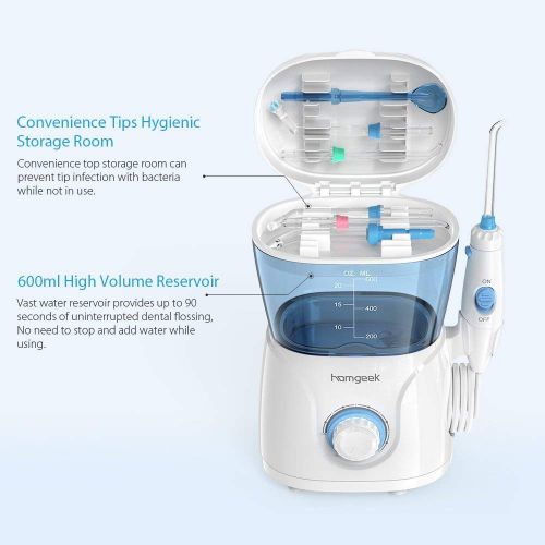  [아마존핫딜][아마존 핫딜] Homgeek Upgrade Water Flosser,Oral Irrigator,Water Pick,Dental Water Flosser,Anti Leakage Water Pick Teeth Cleaner Dental Water Toothpick 10 Adjustable Pressure with 7 Multifunctio