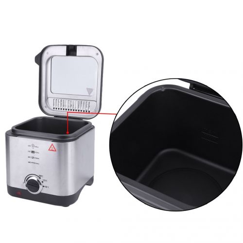  Homgrace Mini Fryer with Removable Frying Basket Stainless Steel 1.5L Capacity, 900Watt, Timer/Temperature Control/Clear View Window