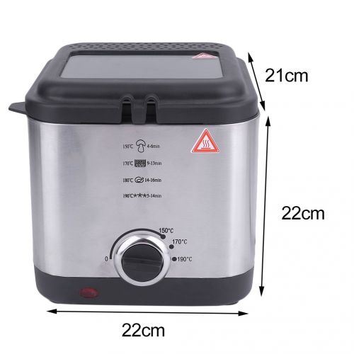  Homgrace Mini Fryer with Removable Frying Basket Stainless Steel 1.5L Capacity, 900Watt, Timer/Temperature Control/Clear View Window