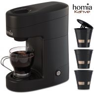 Homia Coffee Maker Machine Single Serve - Electric Brewer for Ground Coffee, K-cup Сompatible, 12 oz