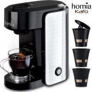 Homia Coffee Maker Machine Single Serve - Electric Brewer for Ground Coffee, K-cup Сompatible, 10 oz (300 ml), 1000W, 3.5 bar Pump, with Reusable Capsules and Automatic Shut-Off, Stainle