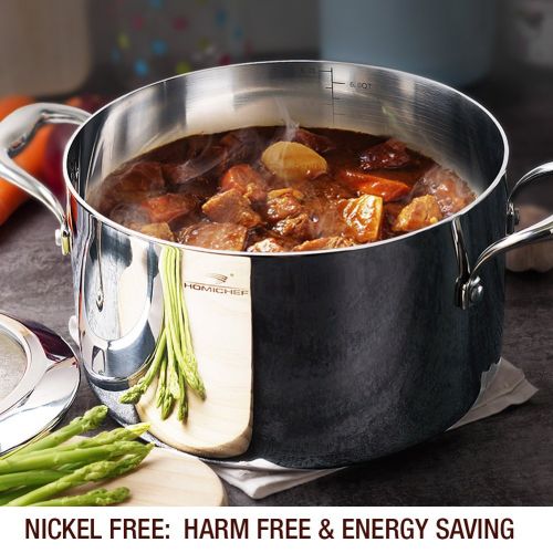  Homichef HOMI CHEF Mirror Polished NICKEL FREE Stainless Steel 6 QT(Quart) Stock Pot/Soup Pot with Glass Lid (No Toxic Non Stick Coating, Whole-Clad 3-Ply) - Cookware Pots And Pans Sets 101