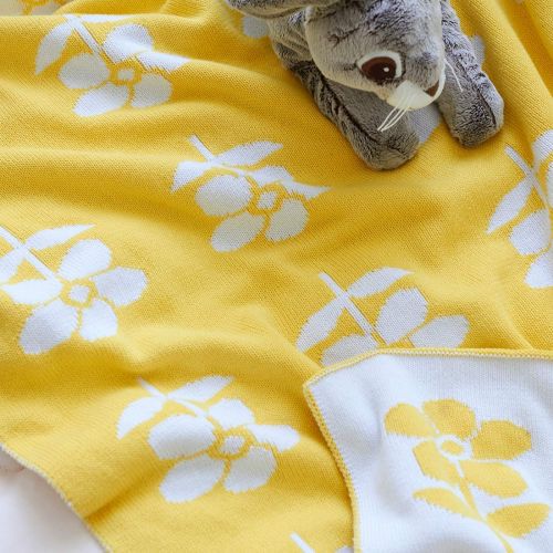  Homiest Baby Floral Swaddle Blanket Flower Blanket Knit Baby Swaddle Blanket for Infant Boys Girls Cribs, Strollers, Nursing (Yellow, 35x43)