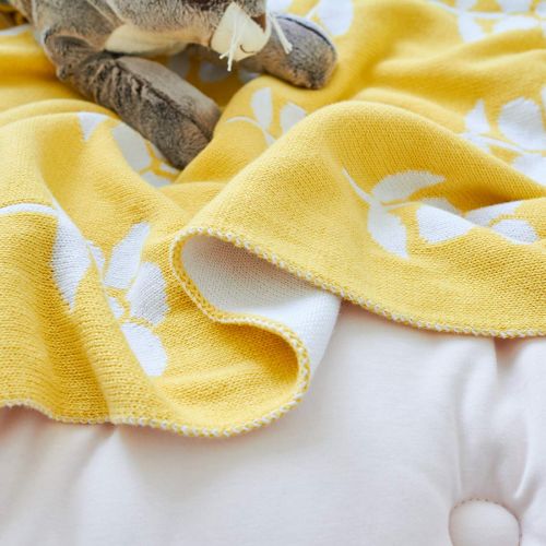  Homiest Baby Floral Swaddle Blanket Flower Blanket Knit Baby Swaddle Blanket for Infant Boys Girls Cribs, Strollers, Nursing (Yellow, 35x43)