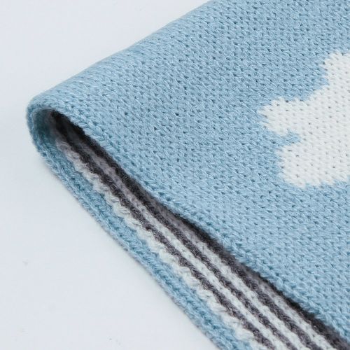  Homiest Baby Sheep Blanket Counting Sheep Throw Blanket Knit Swaddle Blanket for Infant Boys Girls Cribs, Strollers, Nursing (Blue, 30x37)