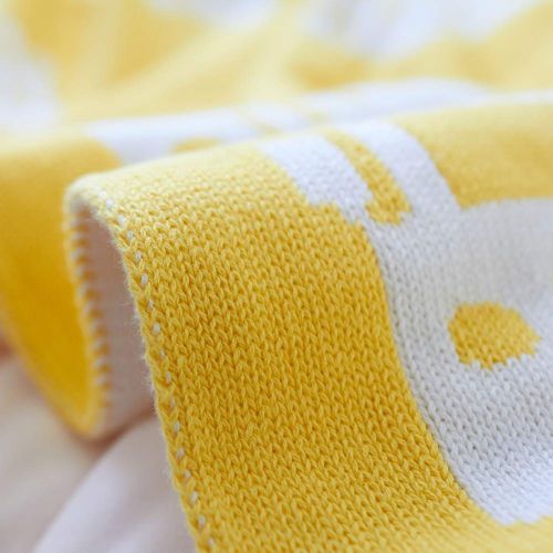  Homiest Baby Knit Blanket Car Pattern Blanket Knitted Baby Swaddle Blanket for Cribs and Strollers (Yellow Car Blanket, 35x43)