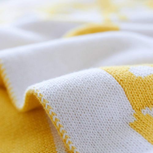  Homiest Baby Knit Blanket Car Pattern Blanket Knitted Baby Swaddle Blanket for Cribs and Strollers (Yellow Car Blanket, 35x43)