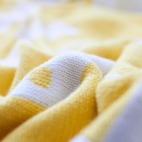  Homiest Baby Knit Blanket Car Pattern Blanket Knitted Baby Swaddle Blanket for Cribs and Strollers (Yellow Car Blanket, 35x43)