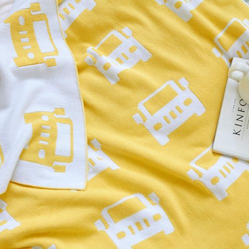  Homiest Baby Knit Blanket Car Pattern Blanket Knitted Baby Swaddle Blanket for Cribs and Strollers (Yellow Car Blanket, 35x43)