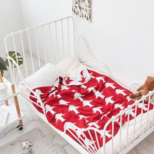  Homiest Baby Tree Knit Blanket Christmas Tree Blanket Baby Swaddle Knitted Blanket for Infant Boys Girls Cribs, Strollers, Nursing (Red, 35x43)