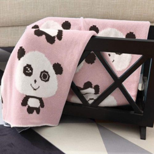  Homiest Baby Panda Blanket Baby Knit Swaddle Blanket for Infant Boys Girls Cribs and Strollers (Pink Panda Blanket, 35x43)