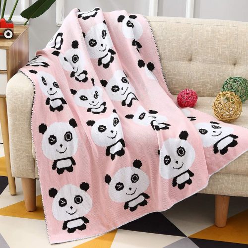  Homiest Baby Panda Blanket Baby Knit Swaddle Blanket for Infant Boys Girls Cribs and Strollers (Pink Panda Blanket, 35x43)