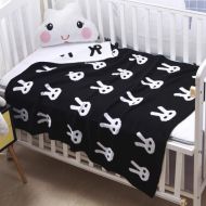 Homiest Baby Bunny Blanket Black Throw Blanket Black Rabbit Blanket Knit Swaddle Blanket for Infant Boys Girls Cribs, Strollers, Nursing (35x43)