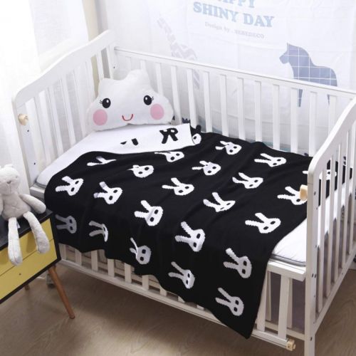  Homiest Baby Bunny Blanket Black Throw Blanket Black Rabbit Blanket Knit Swaddle Blanket for Infant Boys Girls Cribs, Strollers, Nursing (35x43)