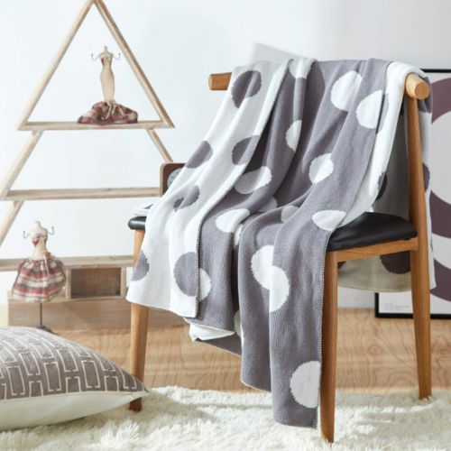  Homiest Baby Polka Dot Blanket Baby Dot Throw Blanket Knit Swaddle Blanket for Infant Boys Girls Cribs, Strollers, Nursing (Grey, 35x43)