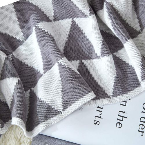  Homiest Geometric Triangle Blanket Baby Triangle Throw Blanket Knit Swaddle Blanket for Infant Boys Girls Cribs, Strollers, Nursing (Grey, 35x43)