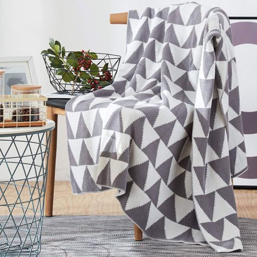  Homiest Geometric Triangle Blanket Baby Triangle Throw Blanket Knit Swaddle Blanket for Infant Boys Girls Cribs, Strollers, Nursing (Grey, 35x43)